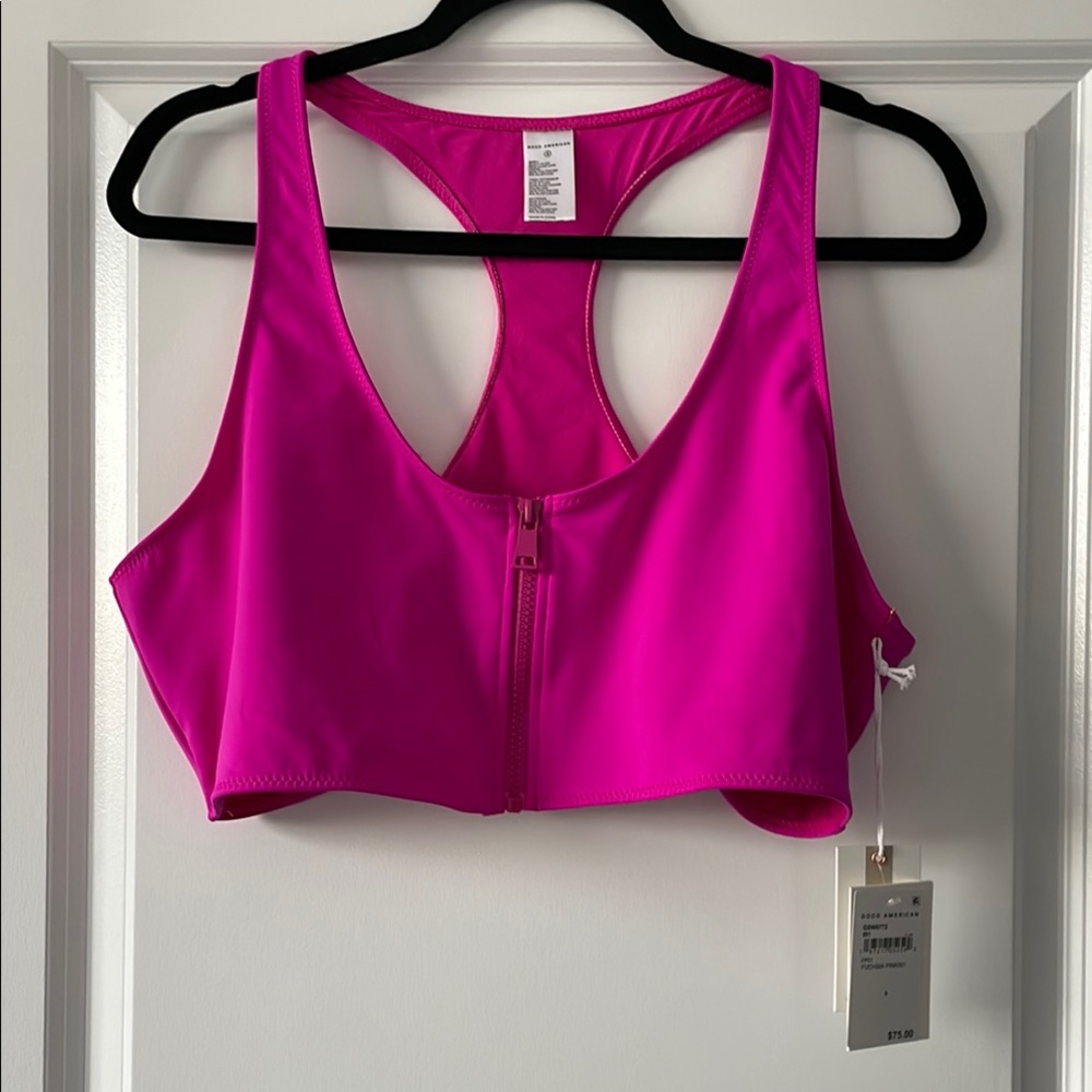 NWT Size 2XL (6) Good American Zip-Up Swim or Workout Bra Top